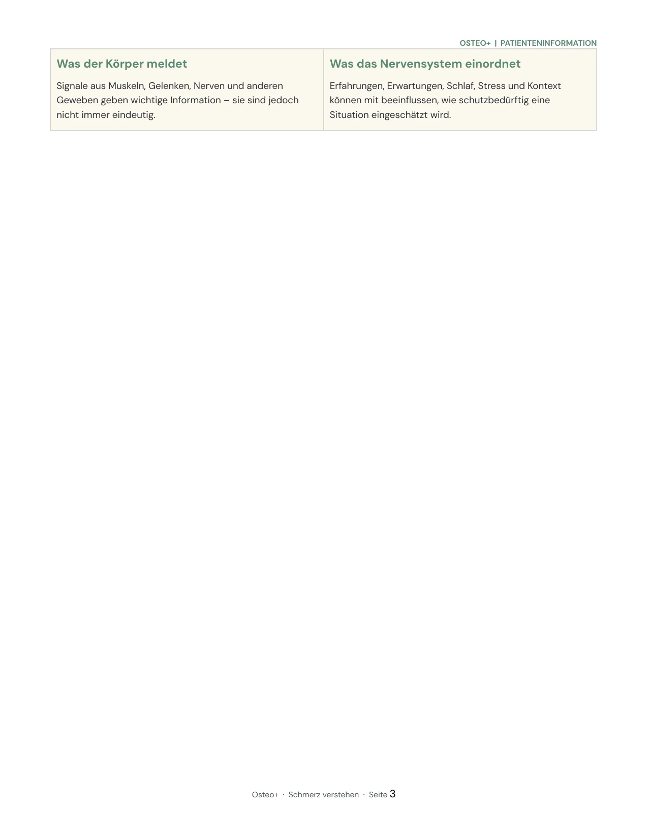 Seite 3 des Infoblatts Schmerz verstehen